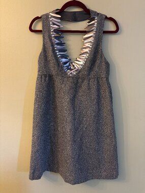 NWT Anna Sui x Target Grey Tweed Embellished Pinafore Dress, Size XS